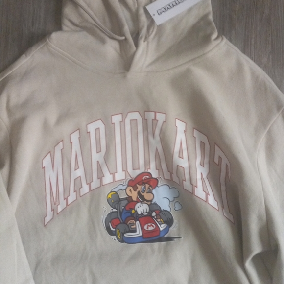 Mario Kart Men's Oatmeal Hooded Pullover Sweatshirt Size Large Brand New! - Picture 2 of 8
